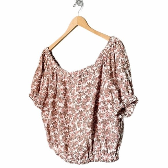 NWT Cupcakes & Cashmere Floral Off The Shoulder Top Cotton Boho Bohemian Size XL - Picture 4 of 10